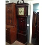 A Georgian mahogany cased grandfather clock with enamelled dial by E Banks, Preston.