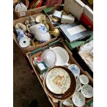 3 boxes of mixed pottery including Spode, Royal Albert, Wedgwood, Coalport, table mats etc