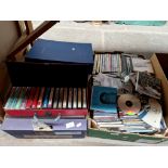 2 boxes of CDs, music cassettes, reel to reel tapes, DVDs etc