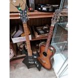 A B C Rich Warbeast electric guitar (as found), and a Caponnetto acoustic guitar