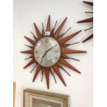 A mid 20th century Metamec sunburst clock, diameter 45cm.
