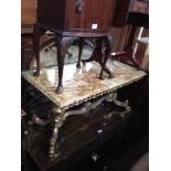 Various items of furniture; an Edwardian inlaid mahogany dressing table, a brass and onyx coffee
