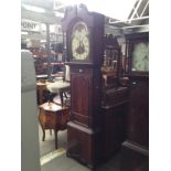 A Georgian mahogany cased grandfather clock with moon dial.