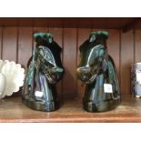 Blue Mountain Pottery Canada - pair of large horse head bookends appx 21cm high