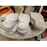 12 Concrete garden ornaments - stepping stones shaped as feet