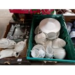 Two boxes of ceramics including Porland coffee wares, Anton Black table ware, Steelite tepaot etc.
