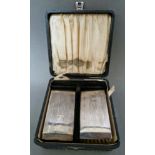 A hallmarked silver brush set in fitted case, Daniel Manufacturing Company, Birmingham, 1937.