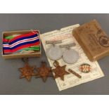 A WWII group of five medals including Africa star with 1st Army clasp and a 'For Home and Country'