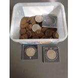 A tub of copper coins and crowns.