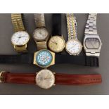Seven wristwatches including Rotary, Sekonda, Swatch and Timex etc.