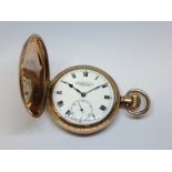 A Russell's gold plated full hunter pocket watch, diameter50mm.