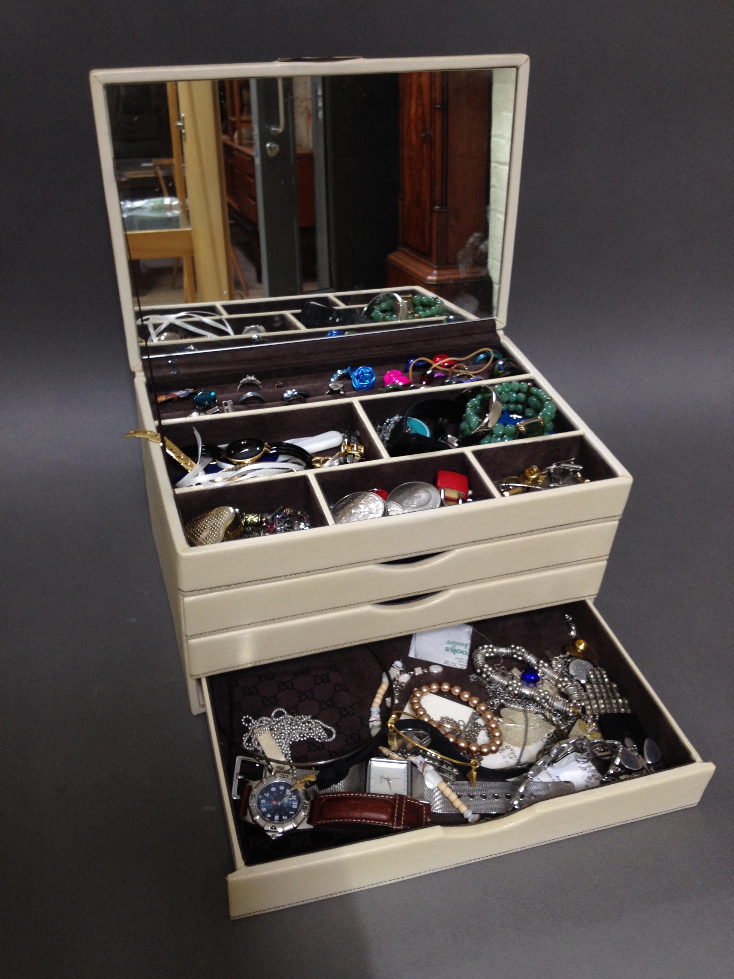 A jewellery box and contents including items marked '925', Sekonda wristwatches etc.