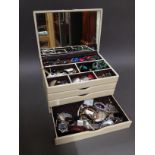 A jewellery box and contents including items marked '925', Sekonda wristwatches etc.