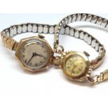 Two 9ct gold ladies wristwatches.