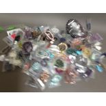A box of assorted beaded jewellery including crystalline and polycrystalline varieties.