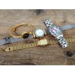 A group of four modern costume watches comprising Marc Jacobs, Gucci, Seiko and Sekonda.