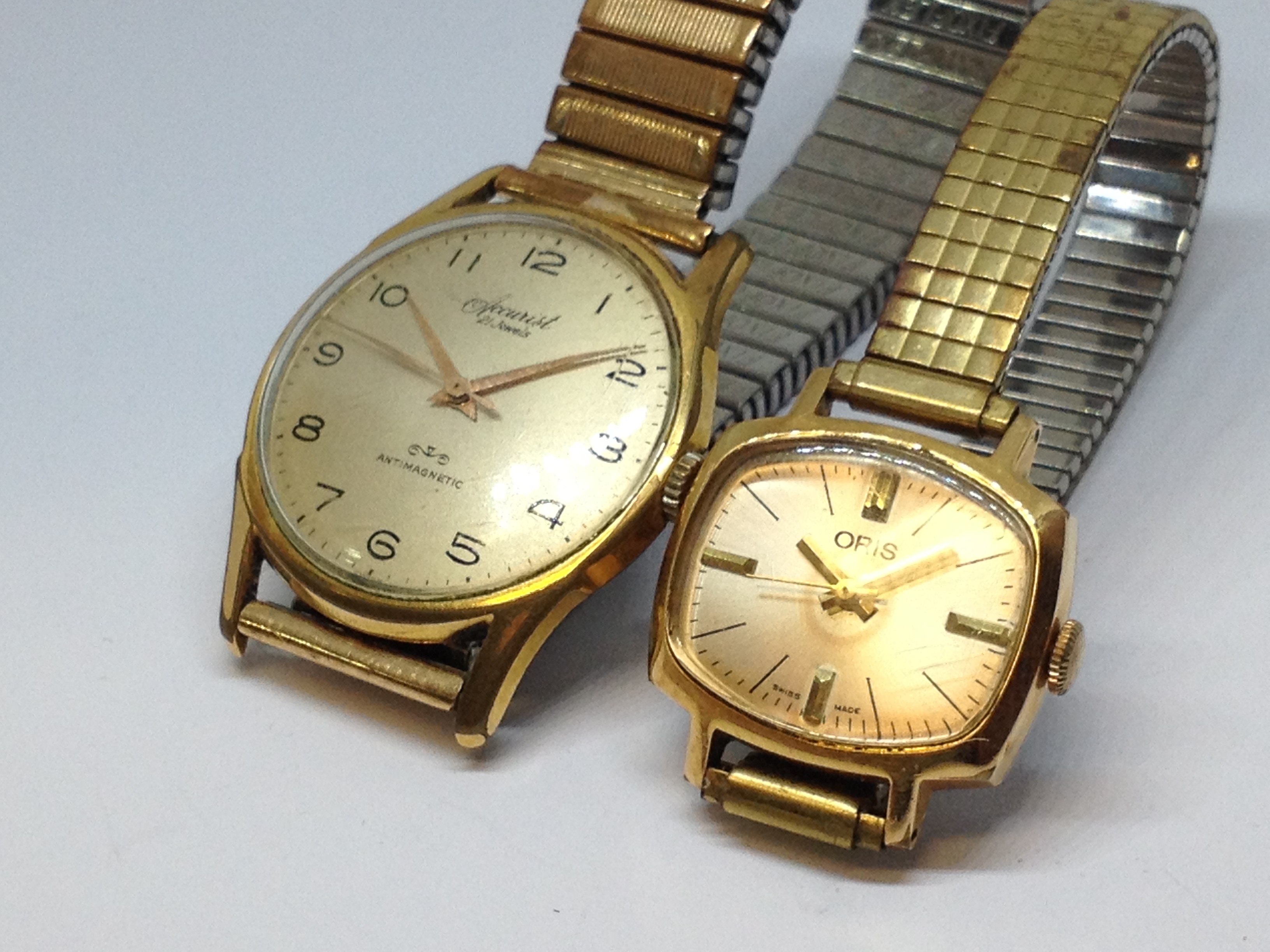 Two gold plated wristwatches; Accurist 21 jewels and Oris.