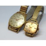 Two gold plated wristwatches; Accurist 21 jewels and Oris.