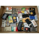A box of assorted lighters.