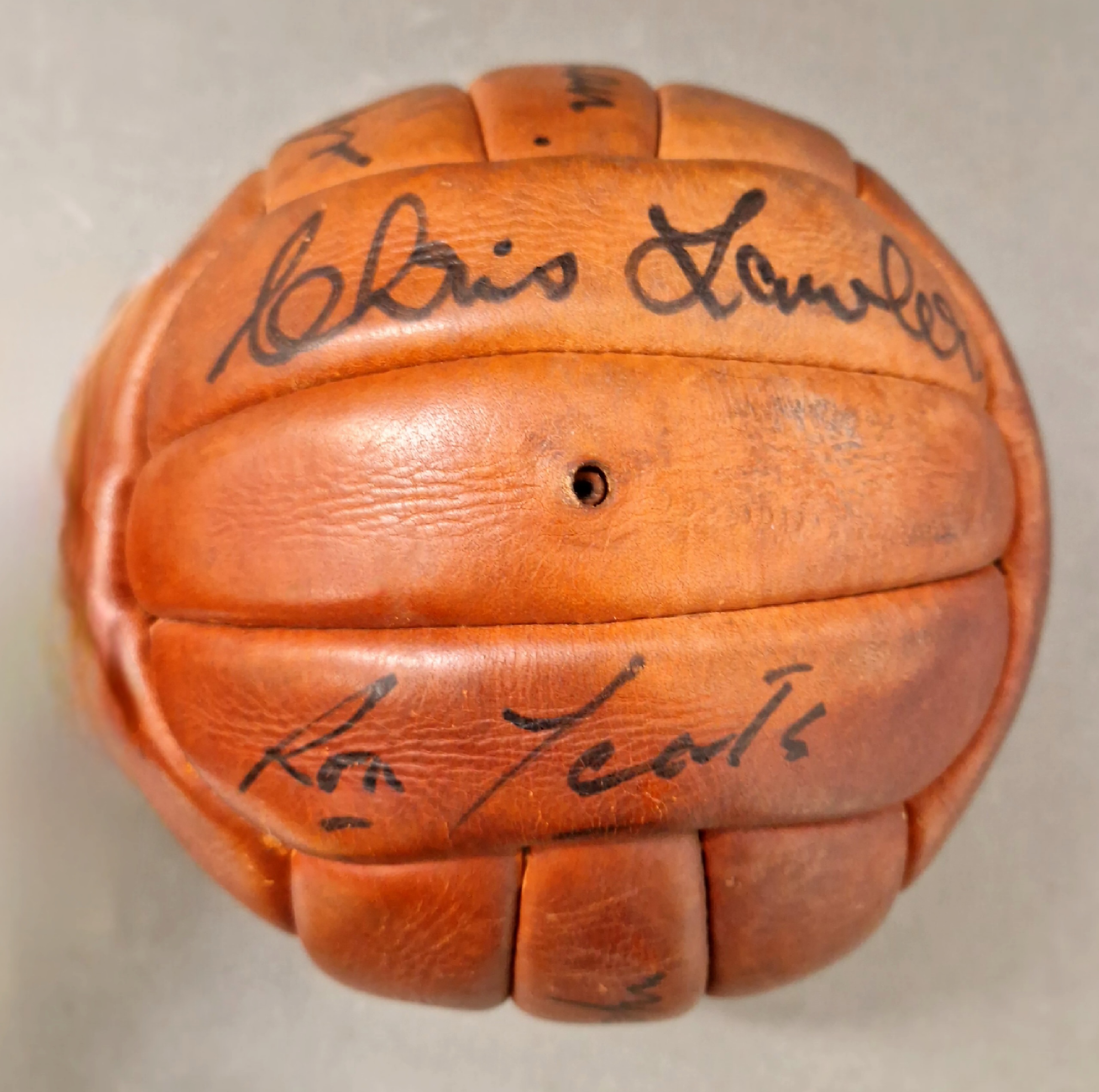 An autographed brown leather football, circa 1960s, ten Liverpool FC signatures comprising Ian - Image 4 of 7