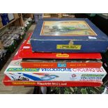 Six boxed model sets to include a Hornby train 0 gauge set, team GB Scalexric velodrome cycling set,