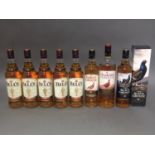 Eight bottles of assorted blended scotch whisky comprising five bottles of Bell's Original 700ml