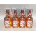 Four bottles of Chivas Regal 12 year old blended scotch whisky, 700ml, 40%, with boxes, good level.