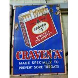 An enamelled advertising sign 'Craven A cigarettes, made 'specially to prevent sore throats', 87cm x