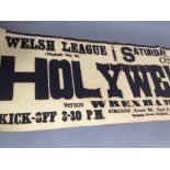A football match fixture poster "Welsh League (Match No. 6) Saturday, Oct. 1st HOLYWELL versus