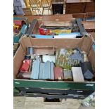 Seven boxes of model railway items to include 00 gauge track, accessories and buildings etc.
