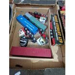 A box of die cast model vehicles, 1/50 scale lorries including Eddy Stobart.