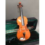 A 20th century violin, labelled 'Littlewood no. 10 Hollingworth in Longdendale 1976', length