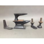 A Harper shoe maker's anvil with four lasts.