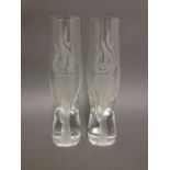 A pair of Munich Olypics 1972 Olympiad glass vases, one inscrided 'No19/100' to base, the other '
