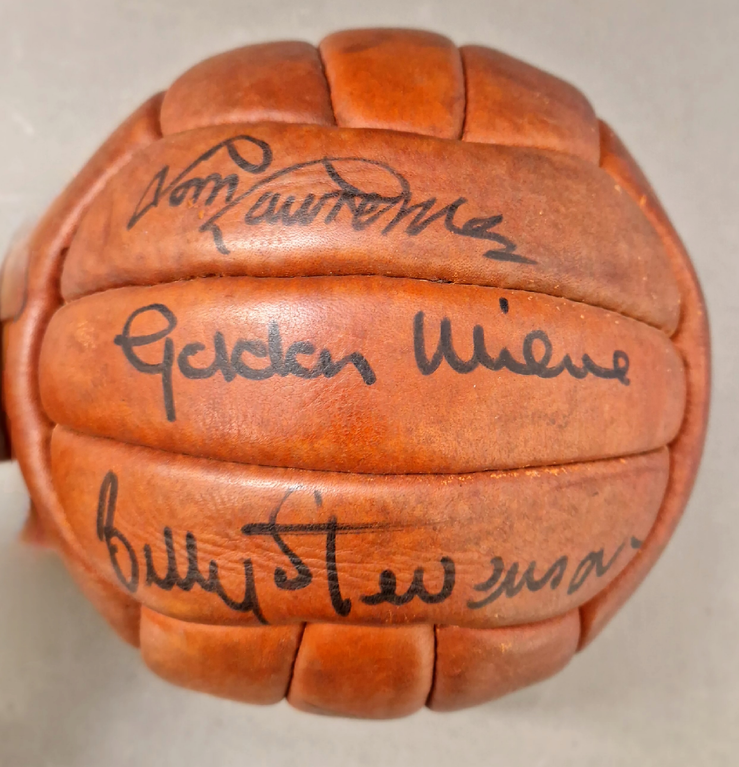 An autographed brown leather football, circa 1960s, ten Liverpool FC signatures comprising Ian - Image 3 of 7