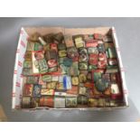 Assorted gramophone needle tins, the majority with needles.