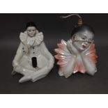 Two vintage 1960s Pierrot plaster table lamps, height 29cm.