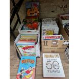 3 boxes of various annuals to include Valiant, Blue Peter, Beezer, etc together with a box of