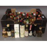 A box of assorted miniatures including scotch whisky.