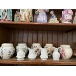 4 Portmeirion parian ware jugs with 5 lidded jars by Sadler