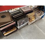 3 boxes and 1 unit of various LPs and old gramophone records.