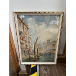 Andrea Vasari ( Italian 1873- 1961 ) Venice, watercolour, signed lower right, glazed and framed.