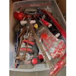 A box of various tools / garage-ware.