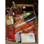 A box of assorted perfumes.