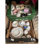 2 boxes of mixed china including 18 pieces of Royal Alber, 5 pieces Shelley and assorted jugs etc.