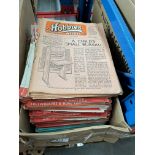 A box of 1950s Hobbies Weekly magazines.