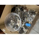 A box containing various keys, clock keys, watch keys, cabinet keys etc.