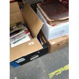 Four boxes of assorted books and vintage catalogues to include some antique books & atlases etc.