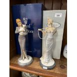 Royal Doulton 'Classique' figures with bases Helena (CL3994) & Philippa (CL4010)