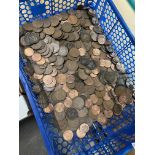A box of pennies and half pennies.